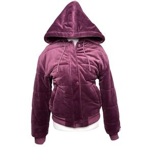 Champion Velour Puffer Jacket/Coat Women's Size Small Purple Plum Streetwear